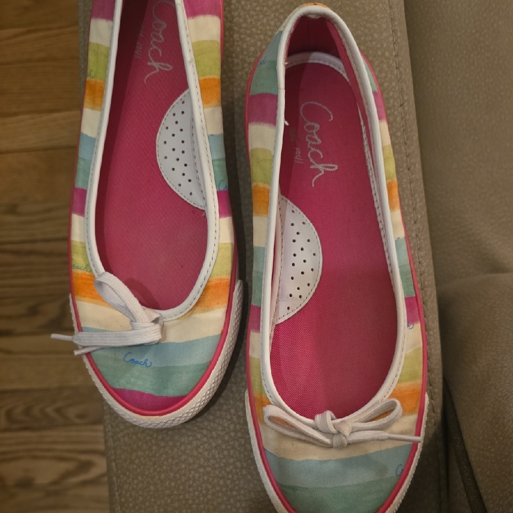 Coach Multicolor Striped Flats